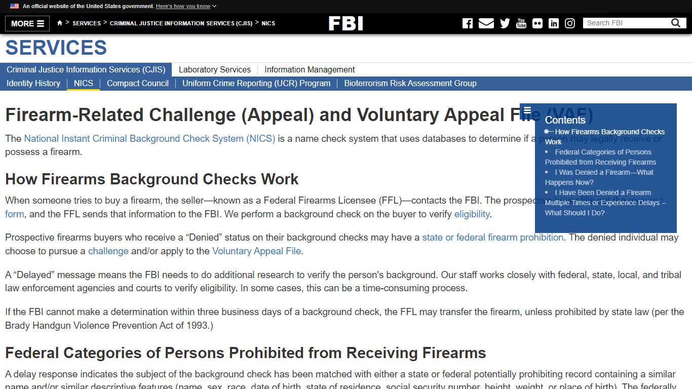 Appeals and VAF — FBI